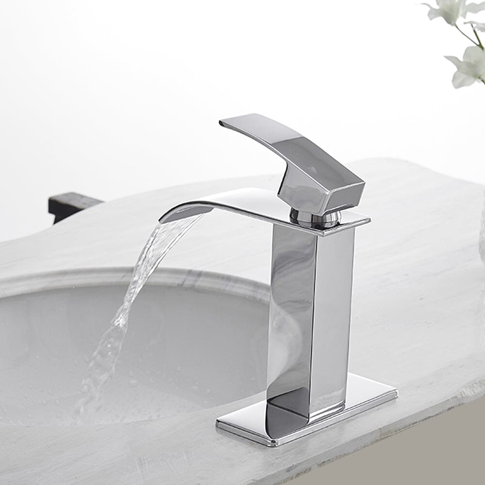 Bathroom Vanity Sink Faucet Waterfall Spout Single Handle