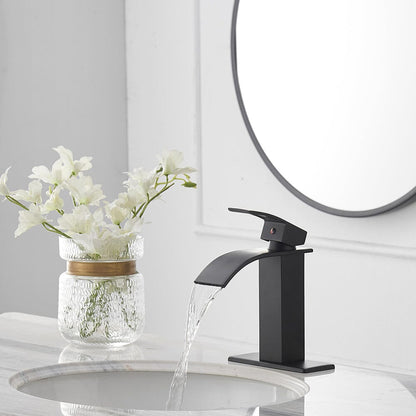 Bathroom Vanity Sink Faucet Waterfall Spout Single Handle