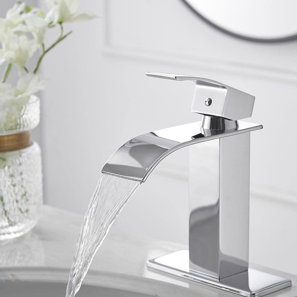 Bathroom Vanity Sink Faucet Waterfall Spout Single Handle