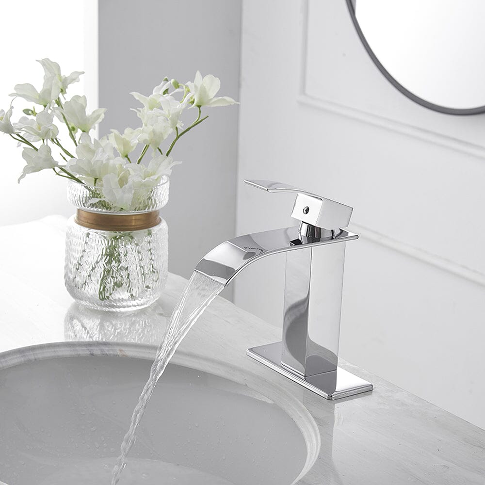 Bathroom Vanity Sink Faucet Waterfall Spout Single Handle