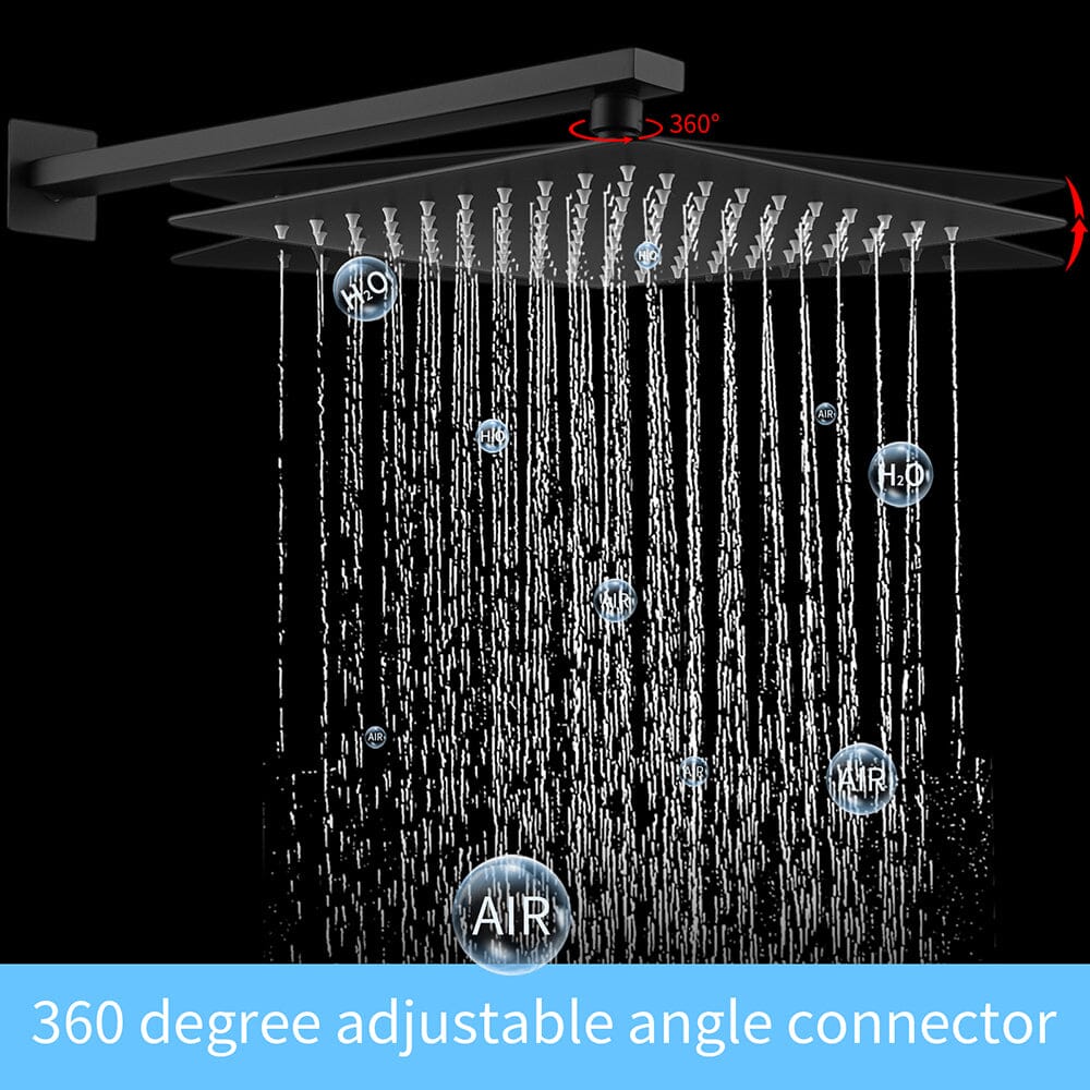 12 inch Single Handle 2-Spray Rain Shower Head Systems Square Wall Mounted Shower