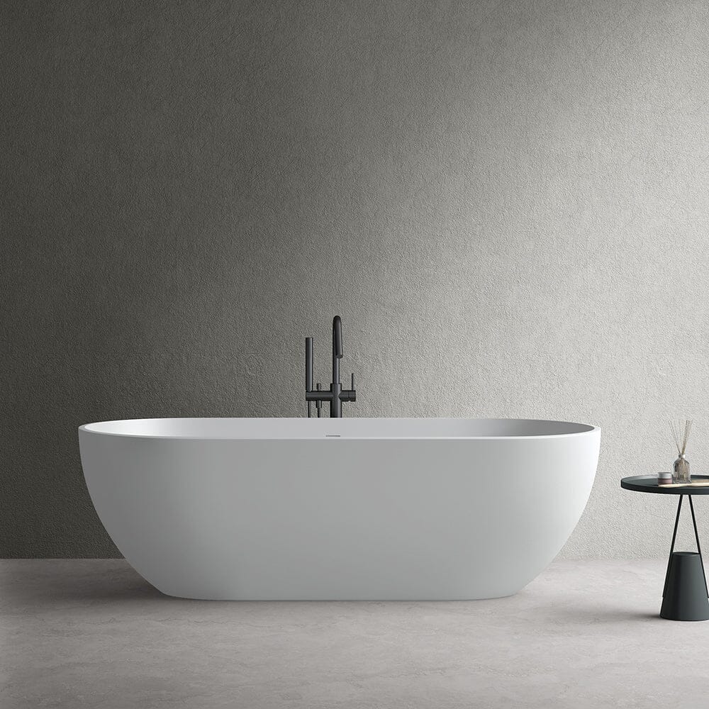 59'' Modern Bathtub Solid Surface Stone Resin Oval-shaped Freestanding Soaking Tub