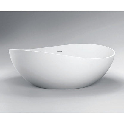 63'' Solid Surface Stone Resin Wave Shaped Freestanding Soaking Bathtub