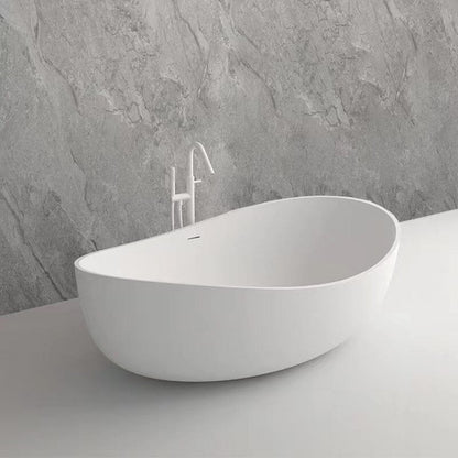 63'' Solid Surface Stone Resin Wave Shaped Freestanding Soaking Bathtub