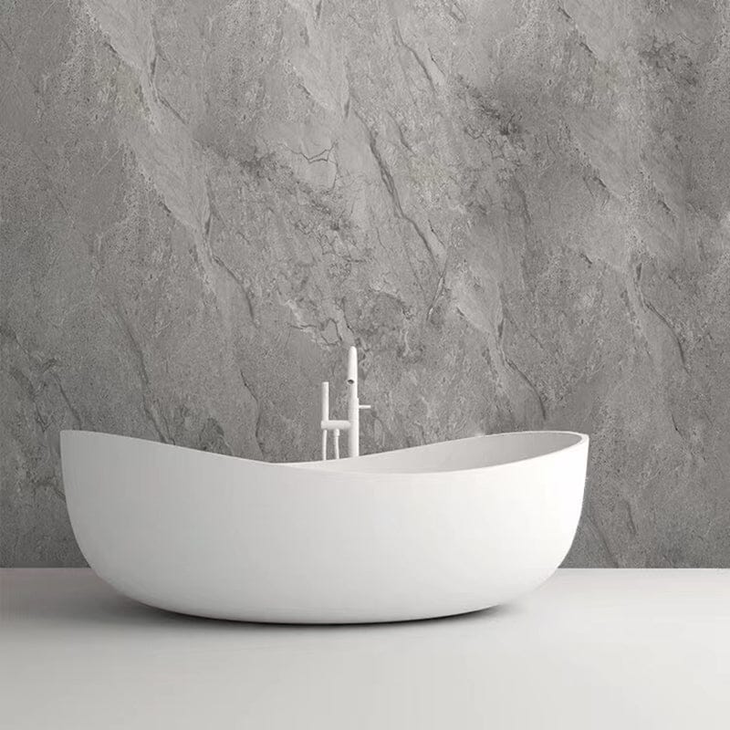 63'' Solid Surface Stone Resin Wave Shaped Freestanding Soaking Bathtub