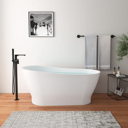 59" Acrylic Single Slipper Tub Curve Shape Freestanding Bathtub