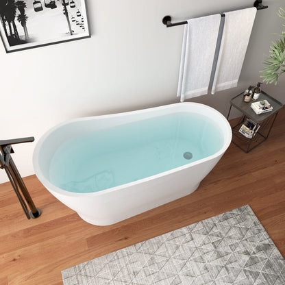 59" Acrylic Single Slipper Tub Curve Shape Freestanding Bathtub