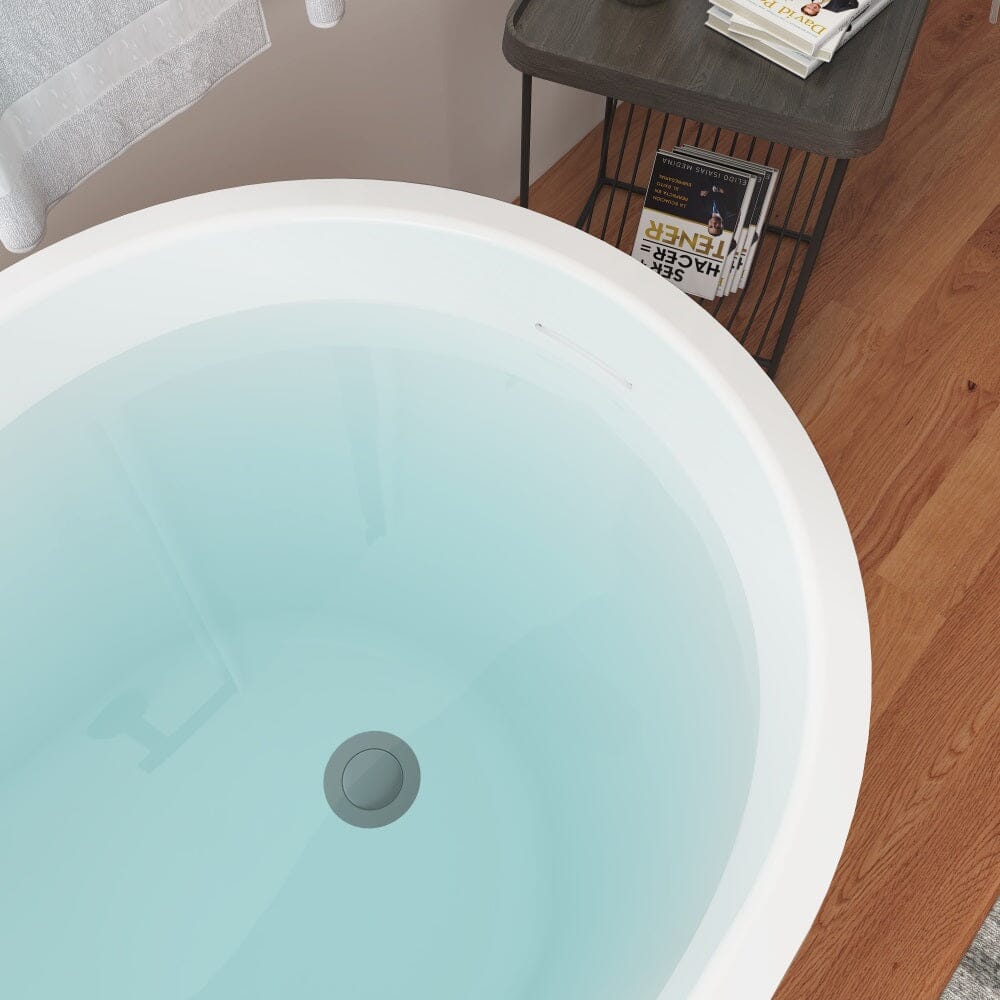 59" Acrylic Single Slipper Tub Curve Shape Freestanding Bathtub