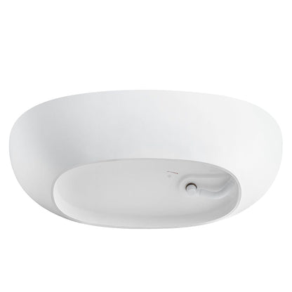 65'' Solid Surface Stone Resin Modern Oval Shaped Freestanding Soaking Bathtub with Overflow