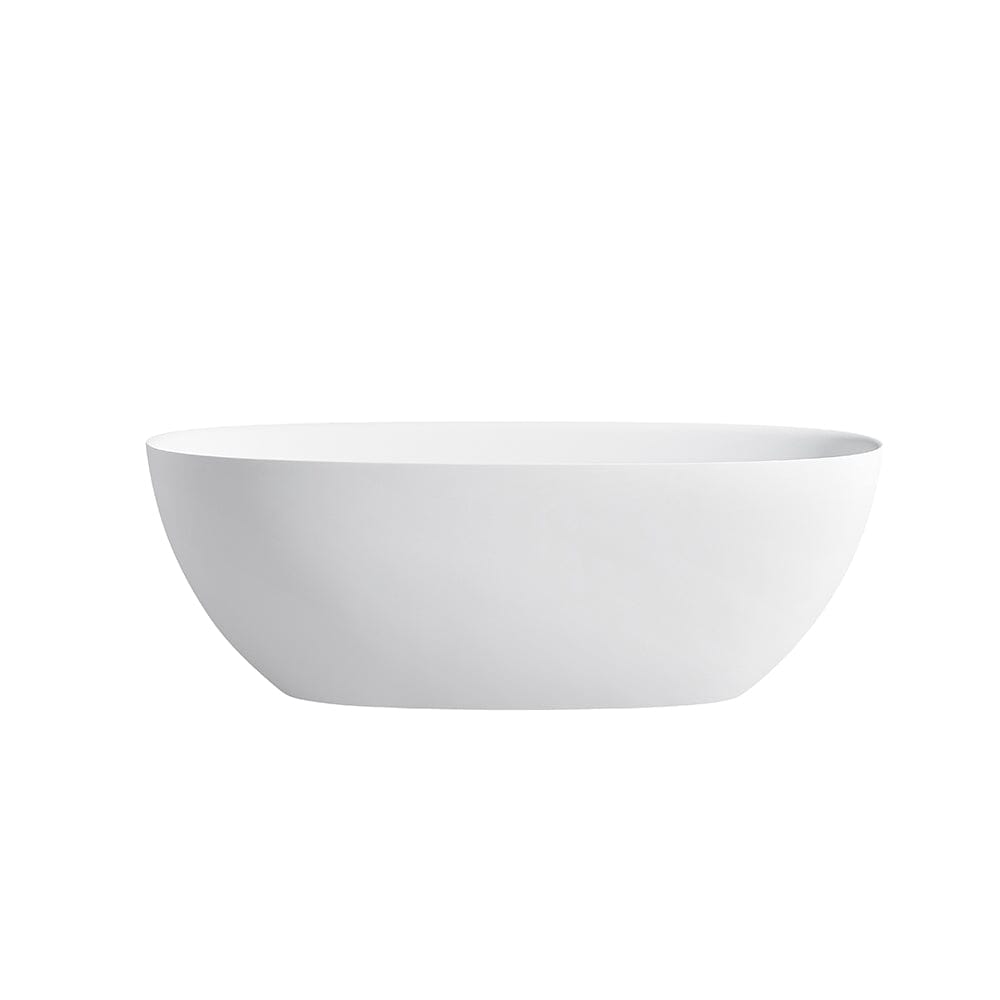 65'' Solid Surface Stone Resin Modern Oval Shaped Freestanding Soaking Bathtub with Overflow