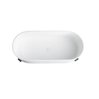 63'' Solid Surface Stone Resin Bathtub Oval Shaped Freestanding Soaking Tub with Support Frame