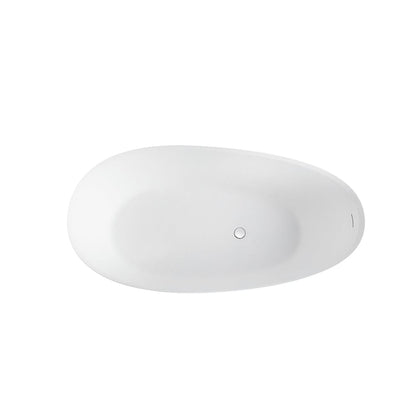 67'' Solid Surface Stone Resin Modern Egg Shaped Freestanding Soaking Bathtub with Overflow