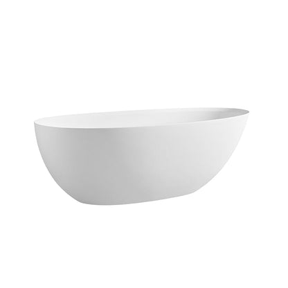 67'' Solid Surface Stone Resin Modern Egg Shaped Freestanding Soaking Bathtub with Overflow