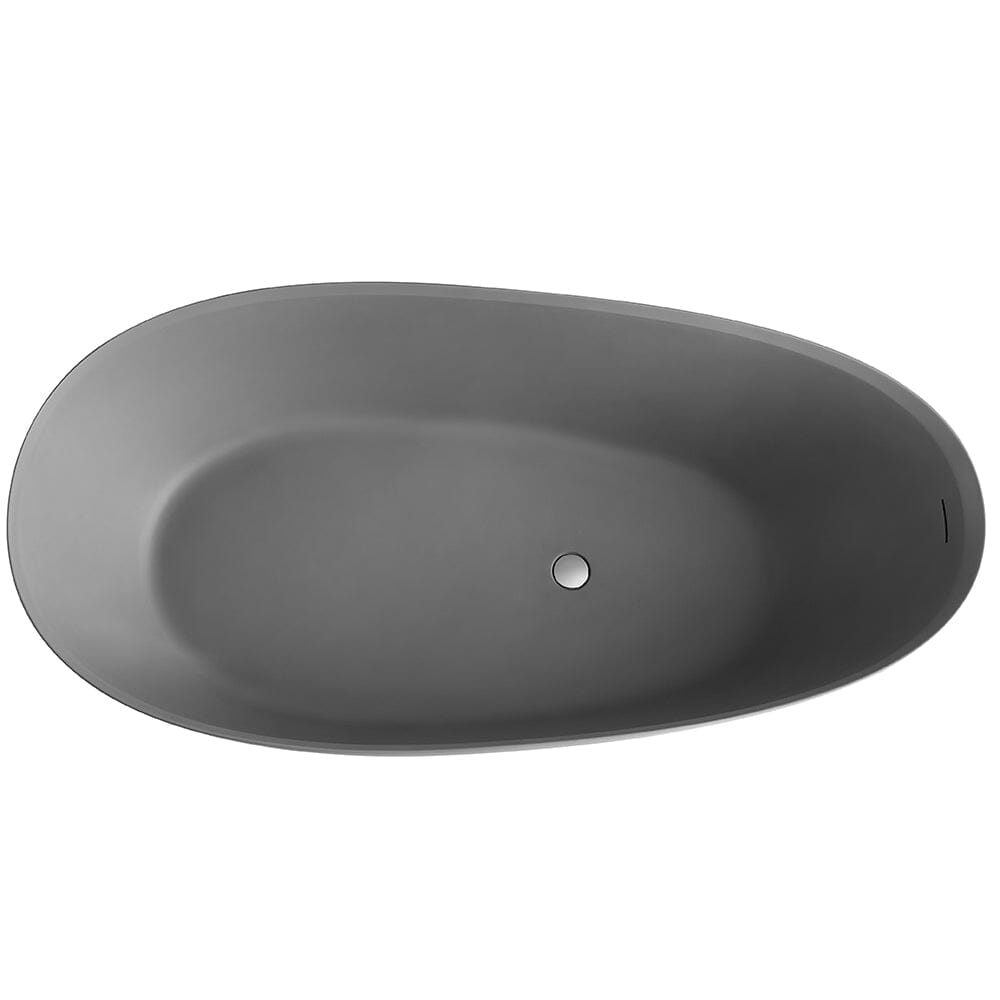 67'' Solid Surface Stone Resin Modern Egg Shaped Freestanding Soaking Bathtub with Overflow