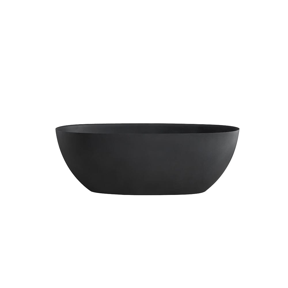 65'' Solid Surface Stone Resin Modern Oval Shaped Freestanding Soaking Bathtub with Overflow