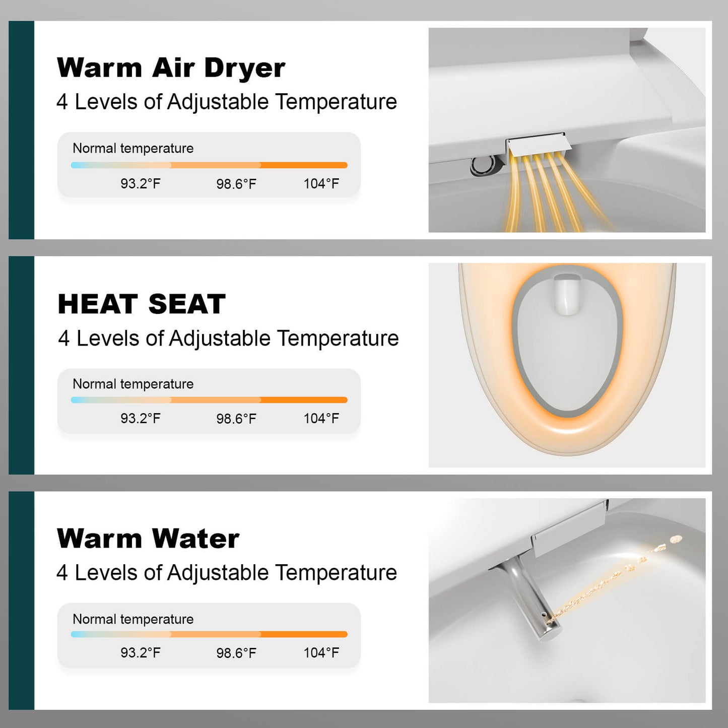 Smart Bidet Toilet with Remote Control, One Piece Tankless, Heated Seat, Elderly Mode and Child Mode