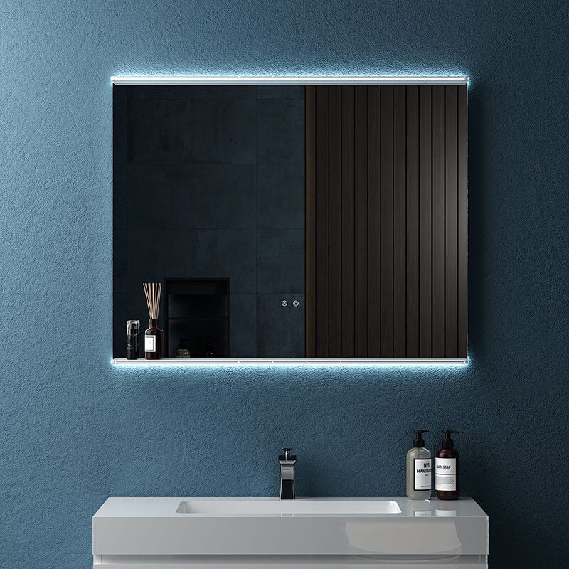 Rectangular Wall Mount LED Lighted Bathroom Vanity Mirror with Shelf