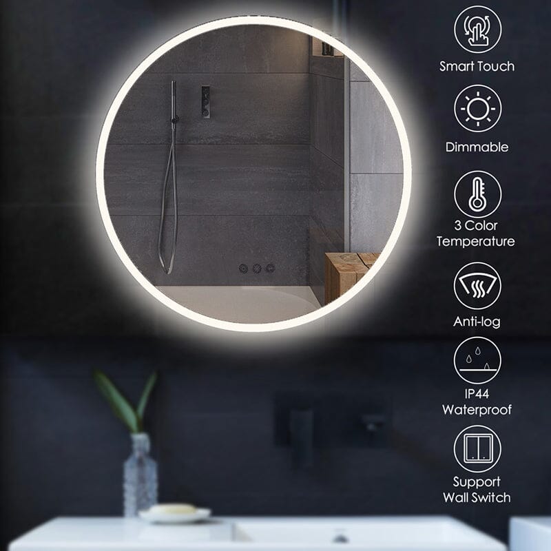 Acrylic LED Round Anti-fog Make Up Mirror For Bathroom or Bedroom