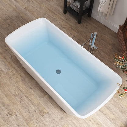 59 Inch Lucite Acrylic Bathtub Trapezoidal Shape Freestanding Soaking Tub Glossy White