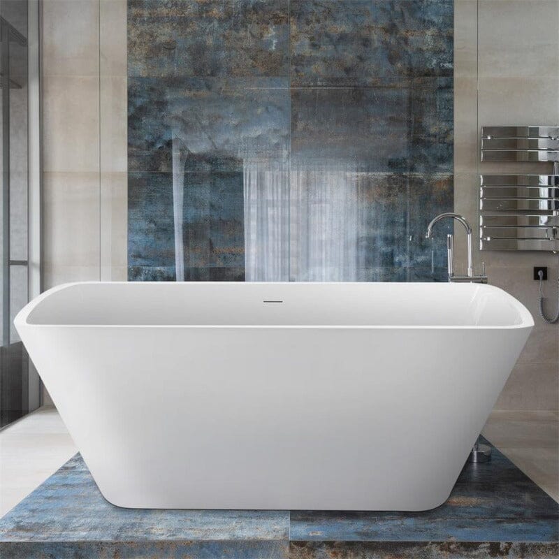 67'' Lucite Acrylic Bathtub Trapezoidal Shape Freestanding Soaking Tub Glossy White