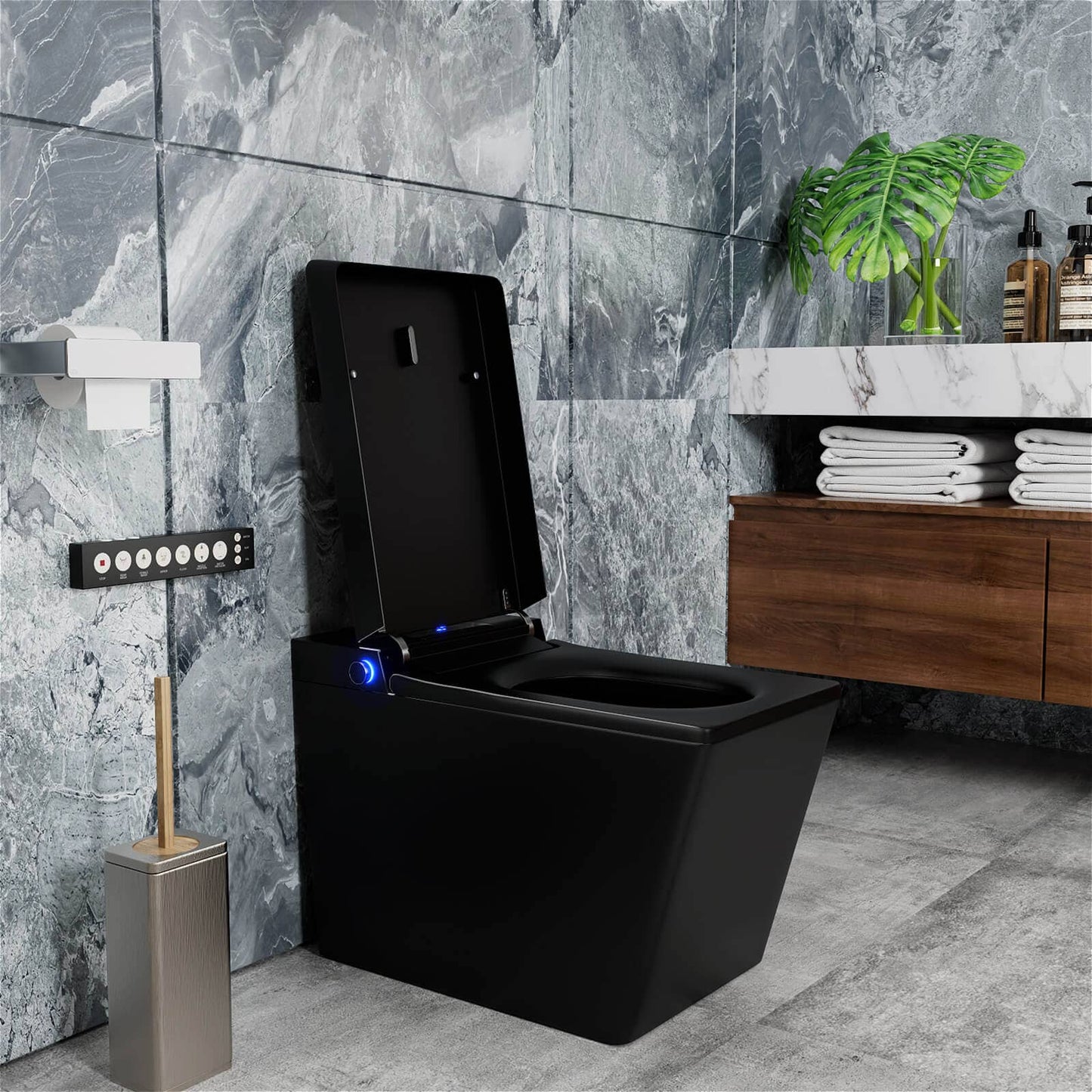 Smart Square One-Piece Floor Toilet with Remote Control and Automatic Cover