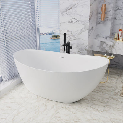 67'' Single Slipper Tub Solid Surface Stone Resin Freestanding Soaking Bathtub