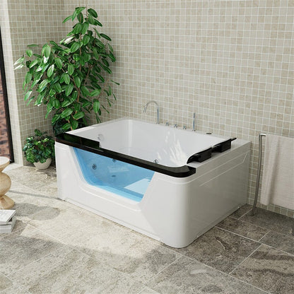 67'' Alcove Whirlpool Tub Air Jet Massage Bathtub with Hand Shower and Led Light