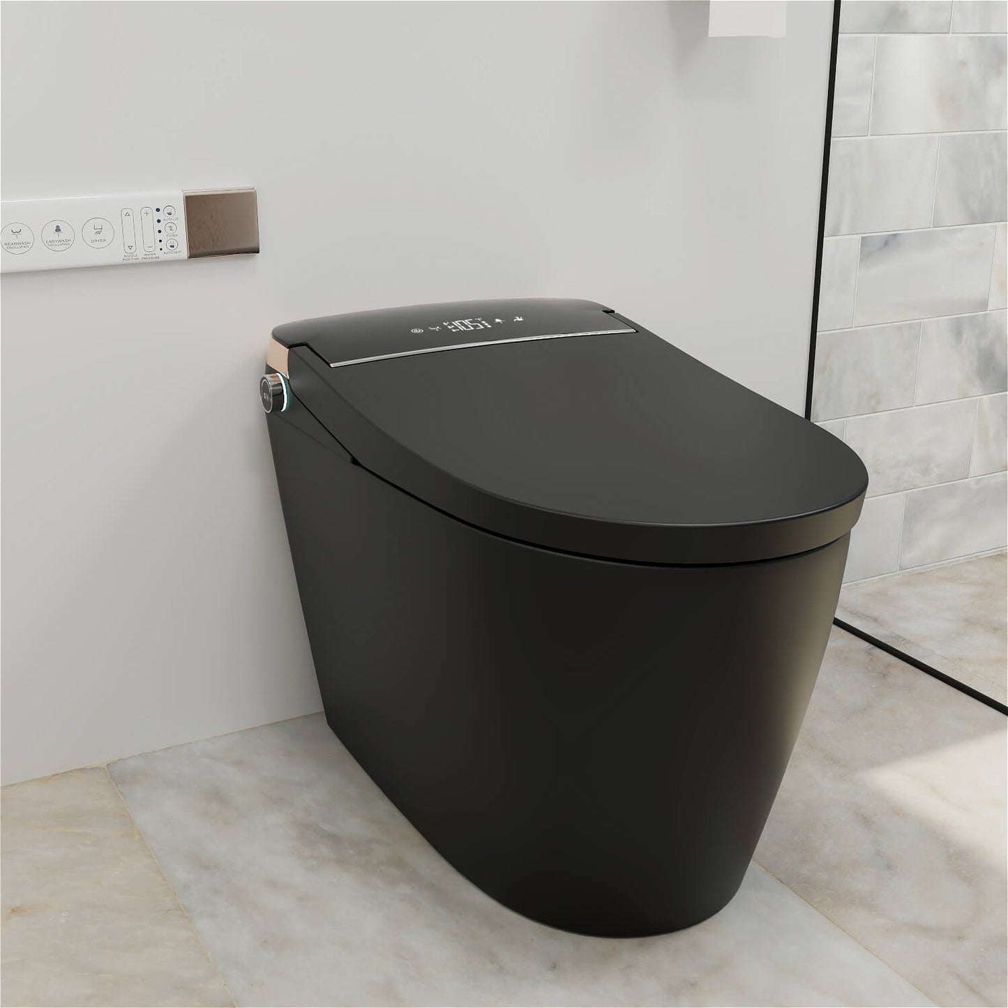 One Piece Smart Toilet with Bidet Built in, LED Night Light, Heated Seat, Warm Water