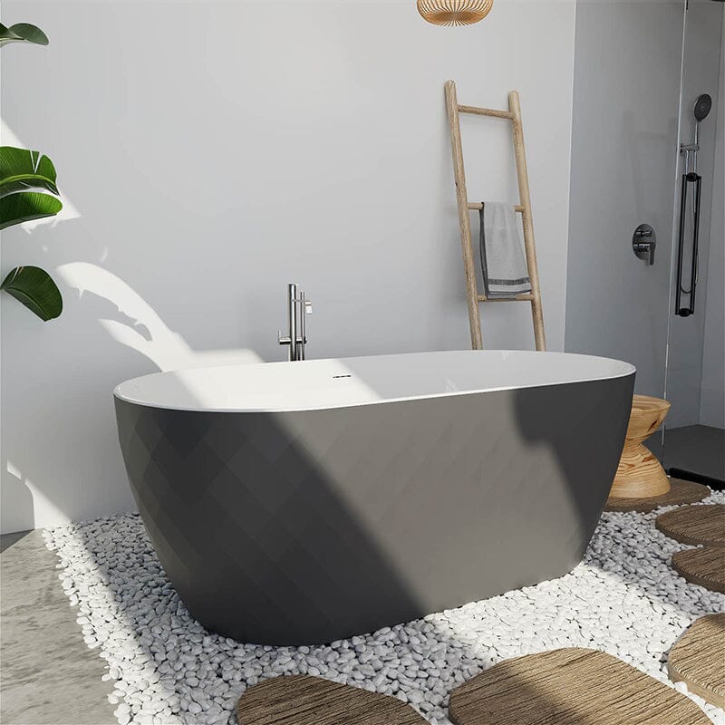 59'' Unique Design Oval Acrylic Bathtub Freestanding Soaking Tub