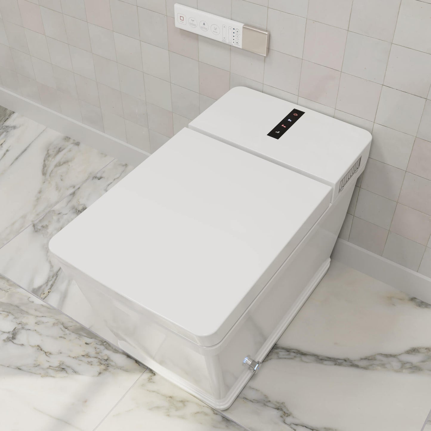 Square Smart Bidet Toilet with Remote Control, One Piece Tankless, Heated Seat, Warm Water and Dry