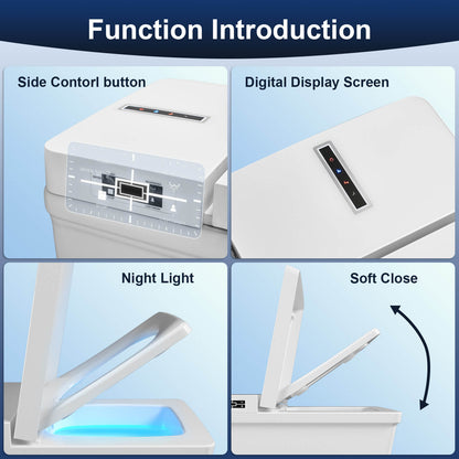 Square Smart Bidet Toilet with Remote Control, One Piece Tankless, Heated Seat, Warm Water and Dry