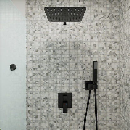 10" Wall Mount Square Shower Systems with Head Shower & Hand Shower Combo Set