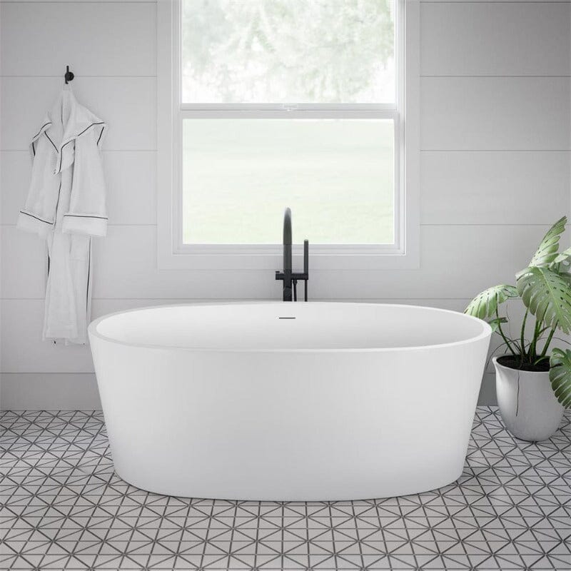 67" Acrylic Modern Bathtub Oval Shape Freestanding Soaking Tub