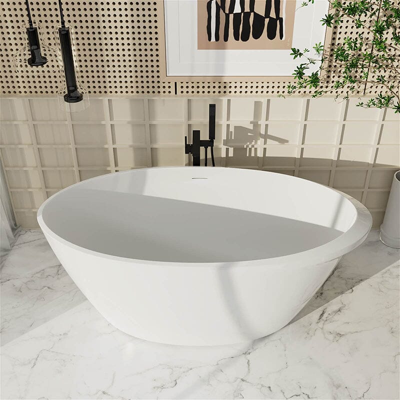 67" Acrylic Oval Modern Freestanding Soaking Bathtub White