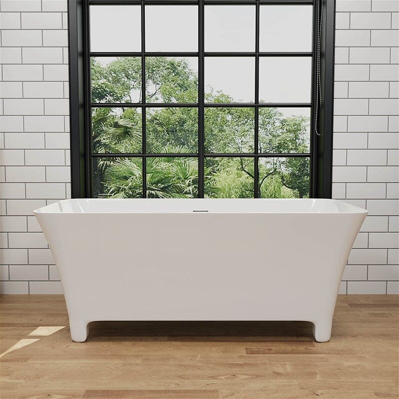 59'' Acrylic Clawfoot Tub Modern Rectangular Freestanding Soaking Bathtub