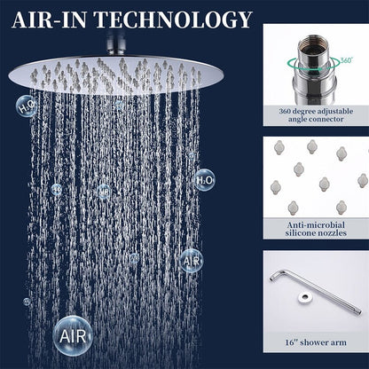 Wall Mounted Shower Set with 10" Round Rainfall Shower Head