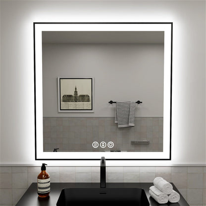 28"/32"/36"/40" LED Bathroom Mirror with Black Frame, Anti-Fog, Shatter-Proof, Memory, 3 Colors