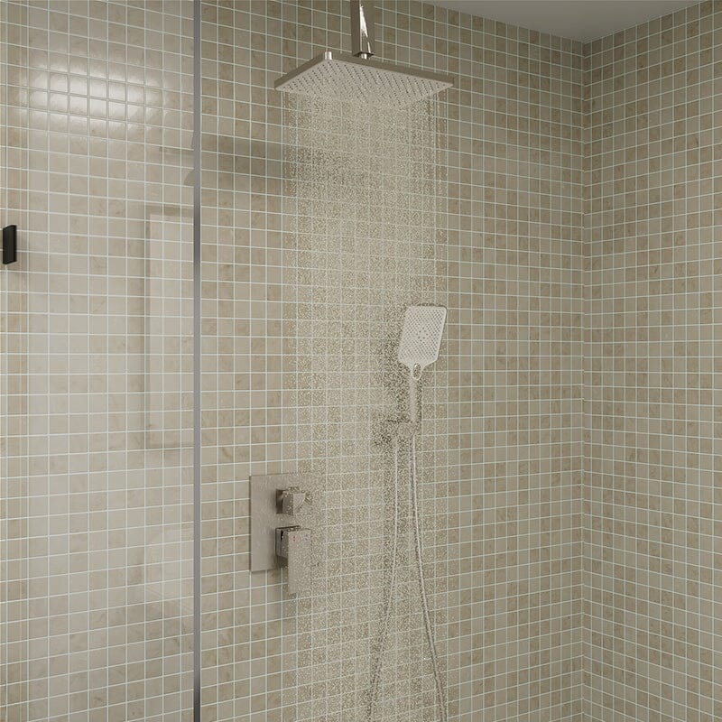 Shower Set 14.2" Rectangular Ceiling Shower Head with 3 Functions Hand Shower