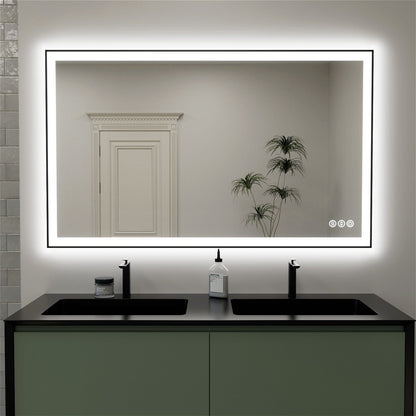 60"/72"/84" LED Bathroom Mirror with Black Frame, Anti-Fog, Shatter-Proof, Memory, 3 Colors