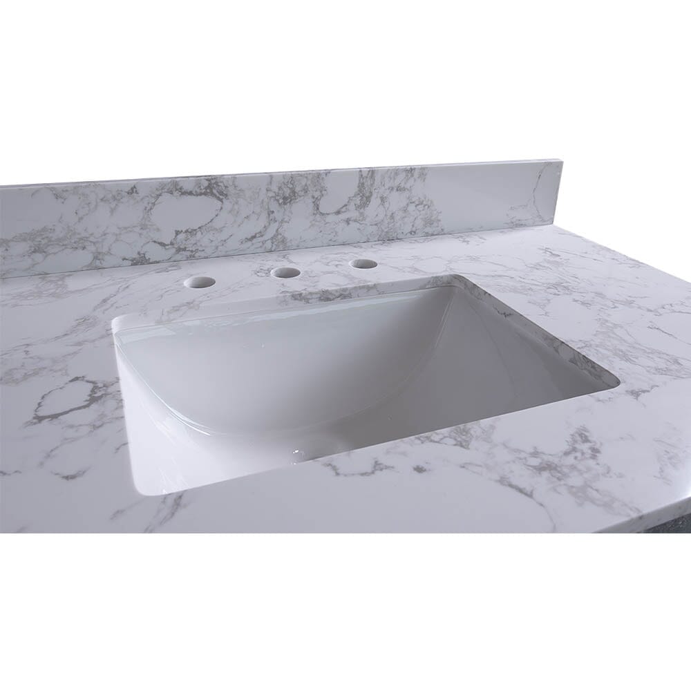 49" carrara white engineered stone vanity top backsplash