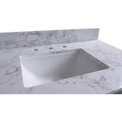 49" carrara white engineered stone vanity top backsplash