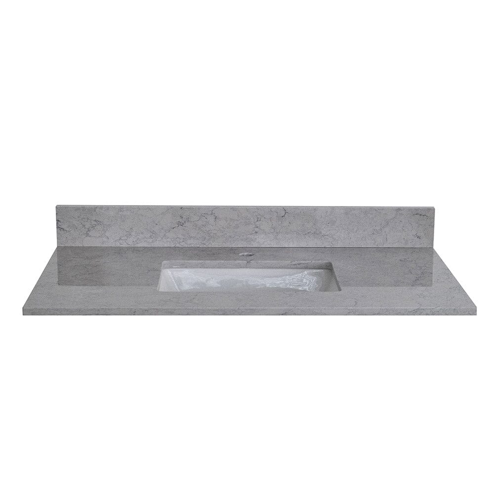 37 inches bathroom stone vanity top calacatta gray engineered marble color with undermount ceramic sink and single faucet hole with backsplash