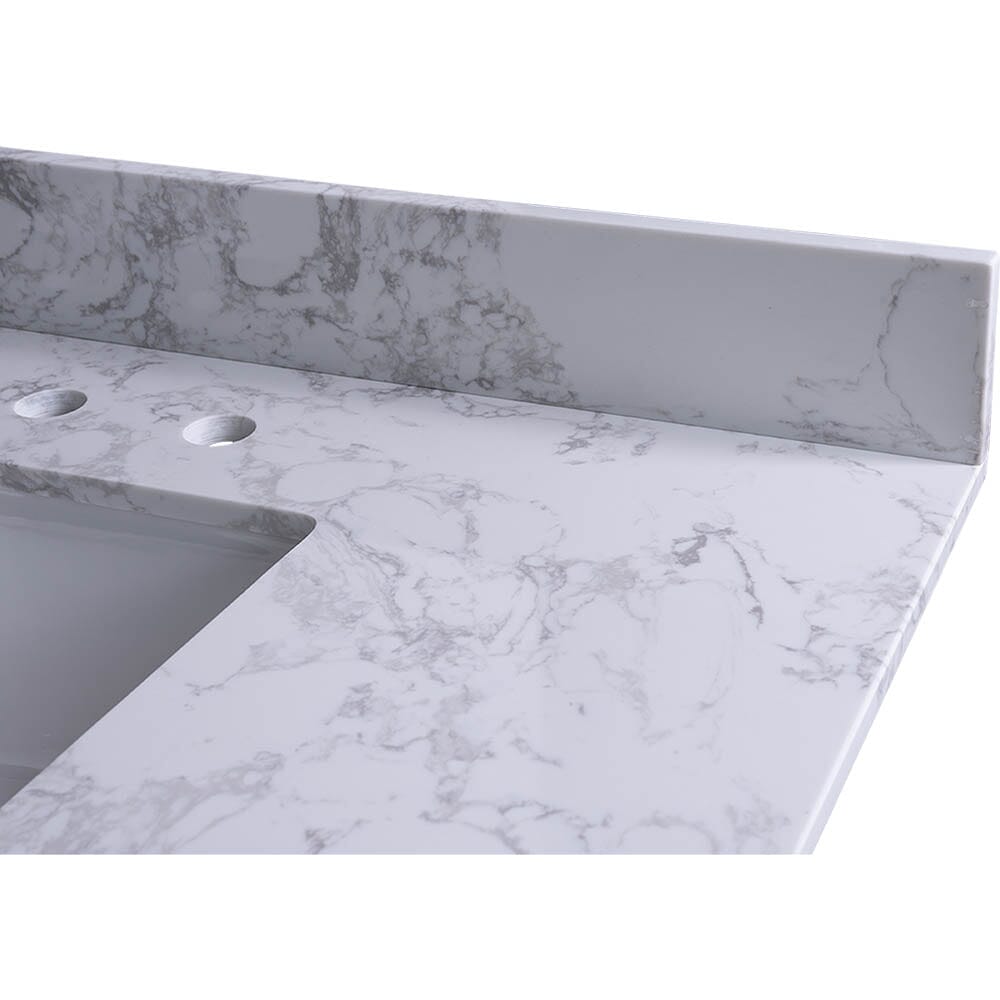 43" carrara white engineered stone vanity top backsplash