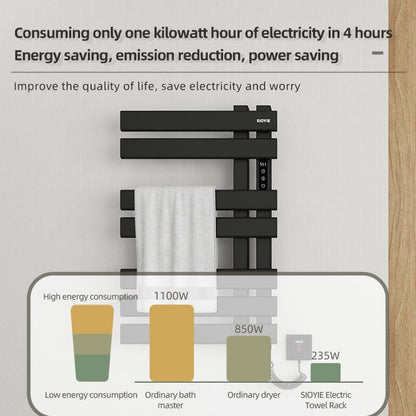 Electric Towel Warmer, Heated Towel Rack with Touch Panel, Timer & Adjustable Temperature, Flat 7 Bar Towel Warmer, Plug-in