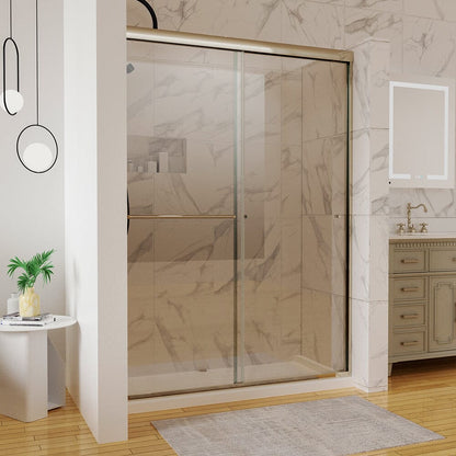 50-54"W x 72"H Shower Door Traditional Two-way Sliding with Handle