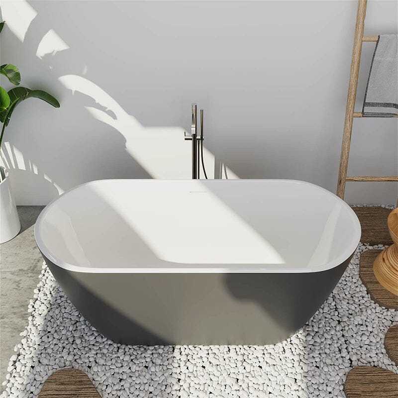 59'' Acrylic Freestanding Flatbottom Bathtub Seamless Soaking Stand Alone Tub