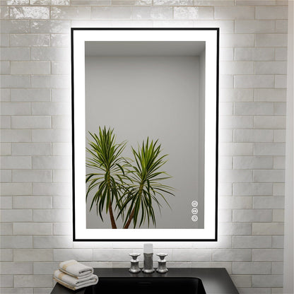 28"/32"/36"/40" LED Bathroom Mirror with Black Frame, Anti-Fog, Shatter-Proof, Memory, 3 Colors