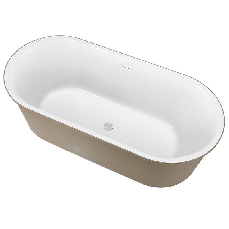 59' Oval Acrylic Bathtub Double Ended Freestanding Soaking Tub