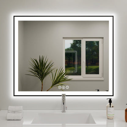 40"/48"/55" LED Bathroom Mirror with Black Frame, Anti-Fog, Shatter-Proof, Memory, 3 Colors