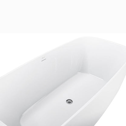 67" Acrylic Rounded Rectangle Freestanding Soaking Bathtub Double Ended